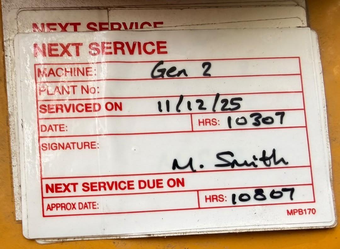 Service record label - 2007 Caterpillar C32 used generator