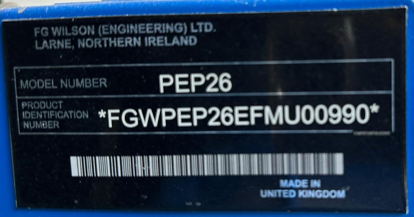 FG Wilson product identification plate - 2012 FG Wilson P200-2 used generator